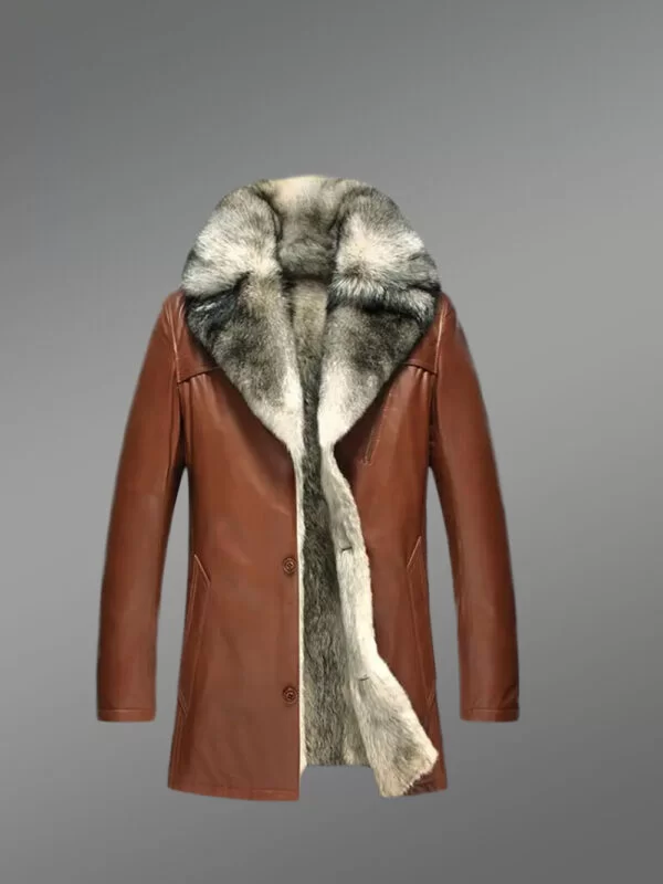 Men’s Stylish Genuine Lambskin Winter Coat in Brown