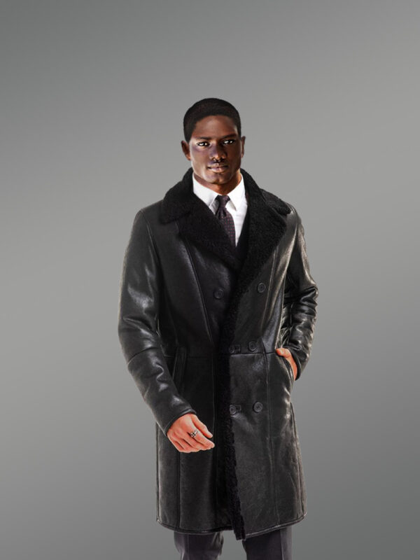 Men’s Black Classy Long Shearling Coat is the Outfit Available to Explore - Image 5