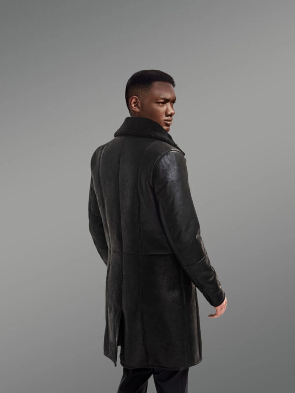 Men’s Black Classy Long Shearling Coat is the Outfit Available to Explore - Image 4