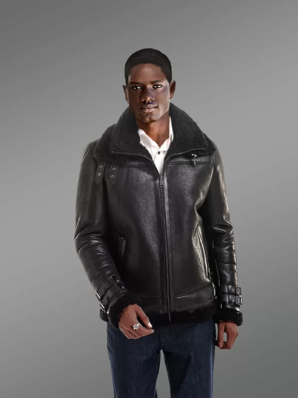 Black Lamb Fur Jacket for Men, an Irresistible Winter Wear Radiating Sophistication