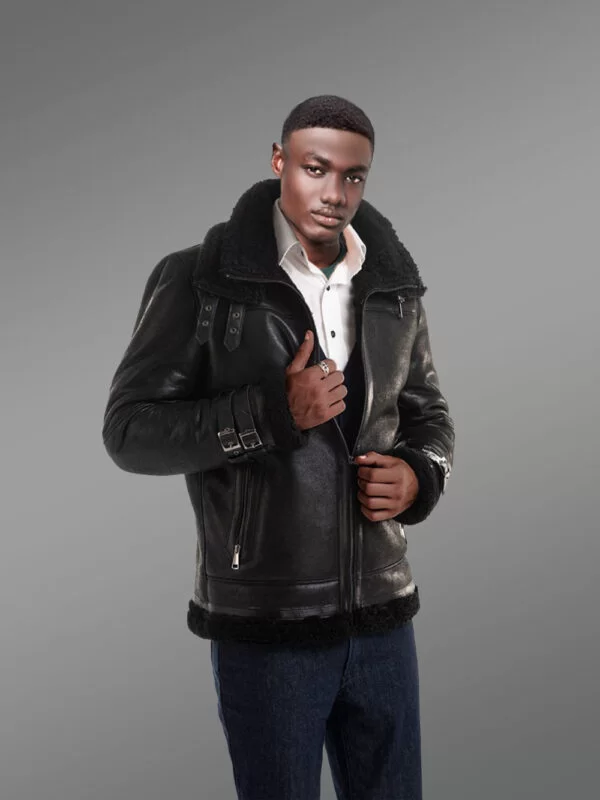 Black Lamb Fur Jacket for Men, an Irresistible Winter Wear Radiating Sophistication - Image 3