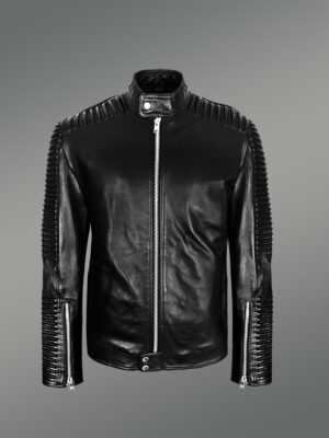 Black and Long Aura-Building Pure Leather Jacket for Men