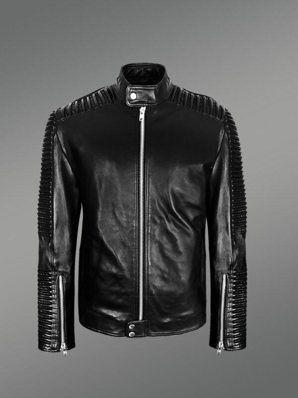 Black and Long Aura-Building Pure Leather Jacket for Men