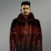 Burgundy Mink Bomber