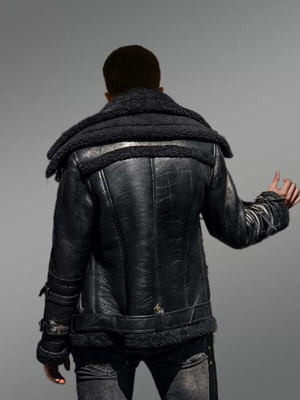 Sheepskin Shearling Jacket in Black for Men - Image 2