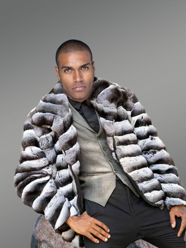 Celebrity Style Real Chinchilla Jacket for Men - Image 2