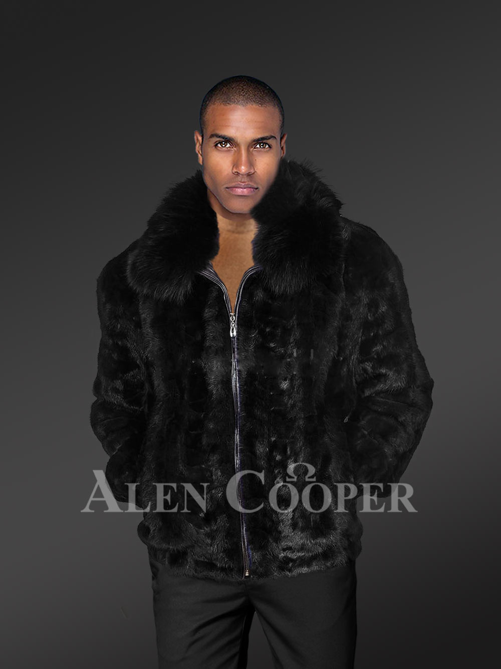 Classic Mink Bomber Jacket - Image 3