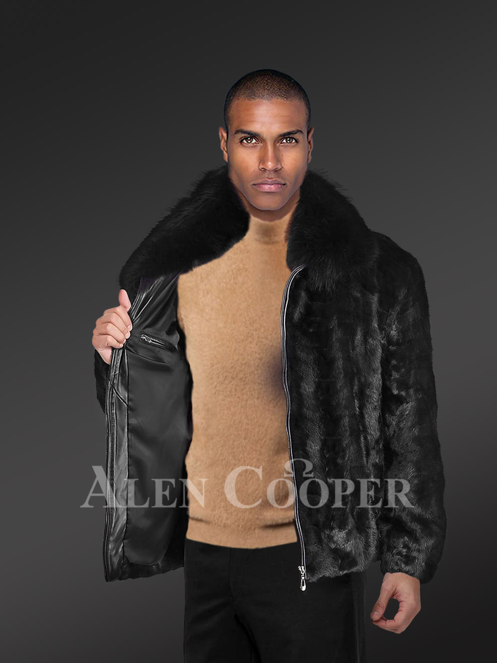 Classic Mink Bomber Jacket - Image 2