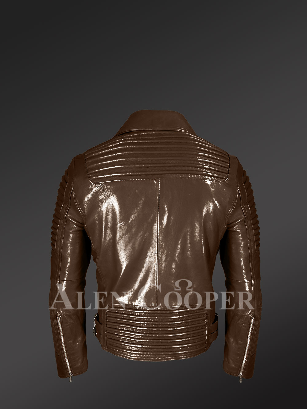 Coffee Color Italian-Finish Leather Biker Jackets for Stylish and Trendy Men - Image 5