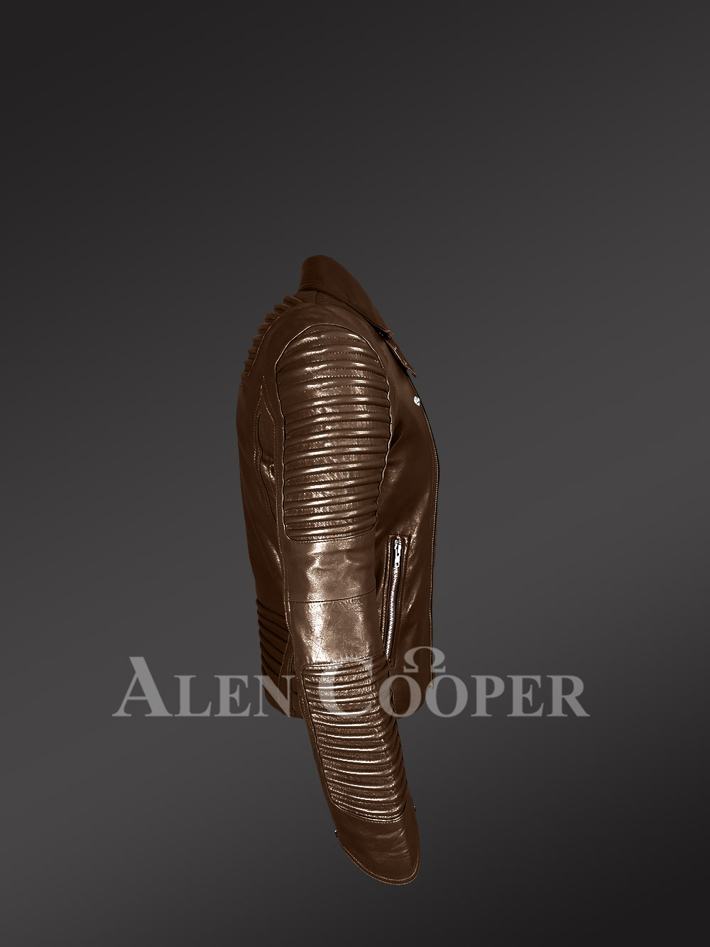 Coffee Color Italian-Finish Leather Biker Jackets for Stylish and Trendy Men - Image 4