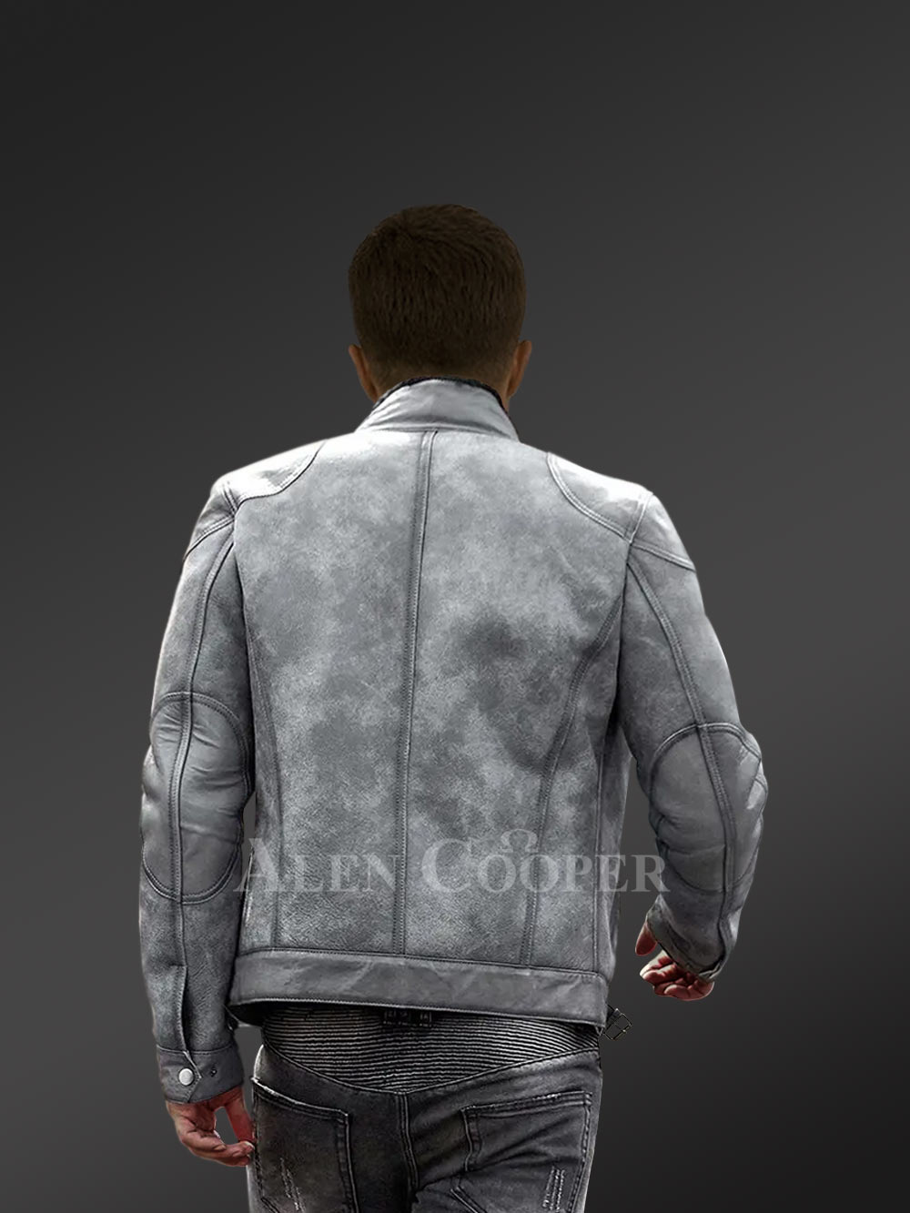Distressed Grey Shearling Jacket - Image 3