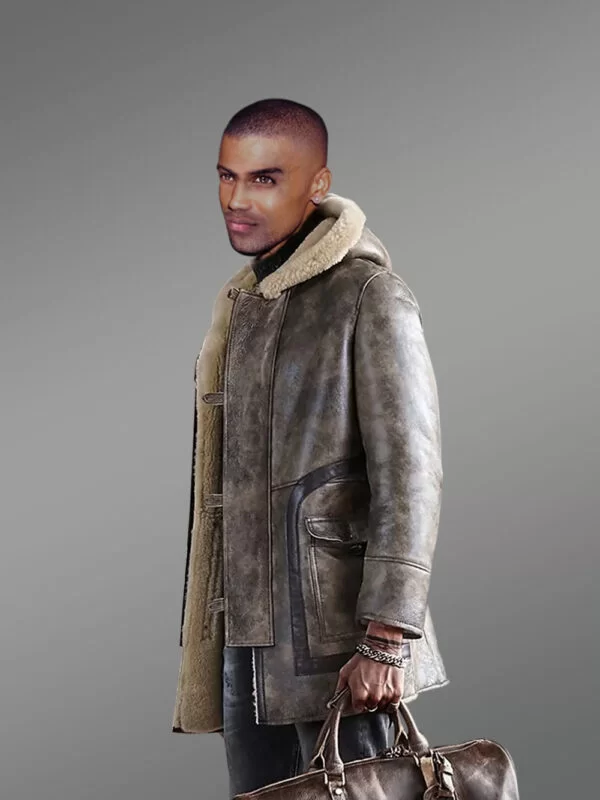 Authentic Shearling Coat for Men in Brown for Unbeatable Elegance - Image 4