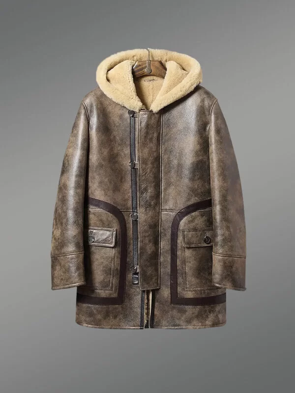 Authentic Shearling Coat for Men in Brown for Unbeatable Elegance - Image 6