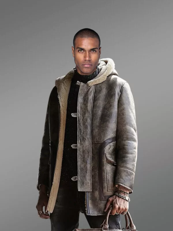 Authentic Shearling Coat for Men in Brown for Unbeatable Elegance - Image 2