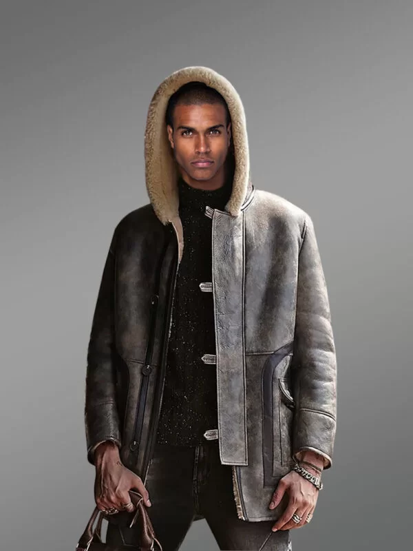 Authentic Shearling Coat for Men in Brown for Unbeatable Elegance - Image 3