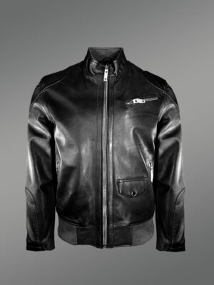 Black City Bomber Real Leather Jacket for Men