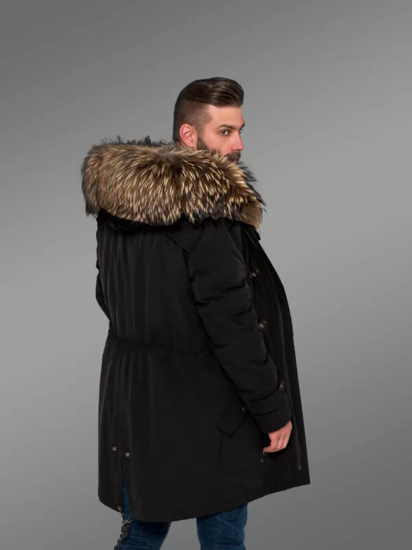 Finn Raccoon Fur Black Hybrid Parka Convertibles for Masculine and Tasteful Men - Image 3