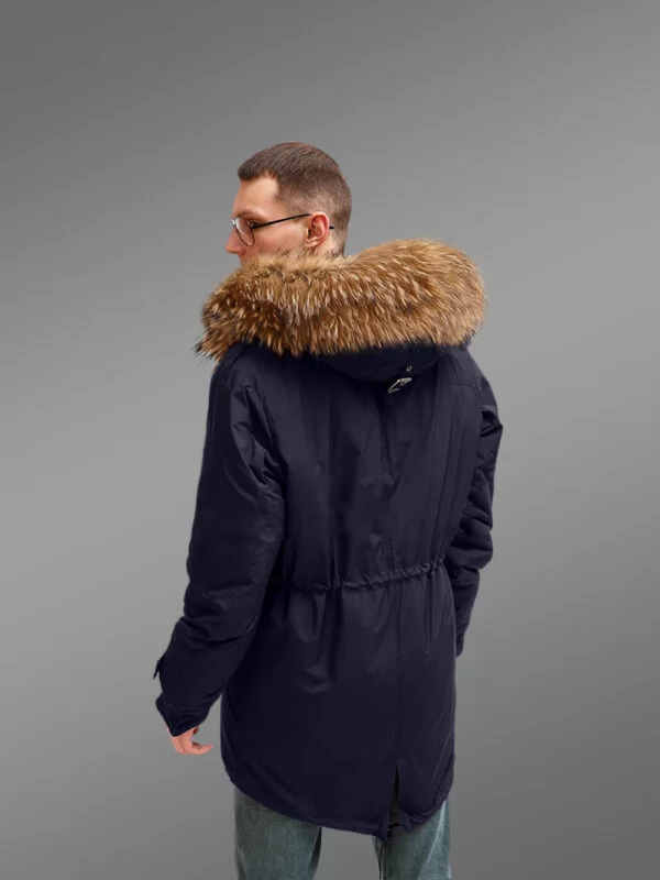 Finn Raccoon Fur Hybrid Navy Parka Convertibles for Charming and Carefree Men - Image 4