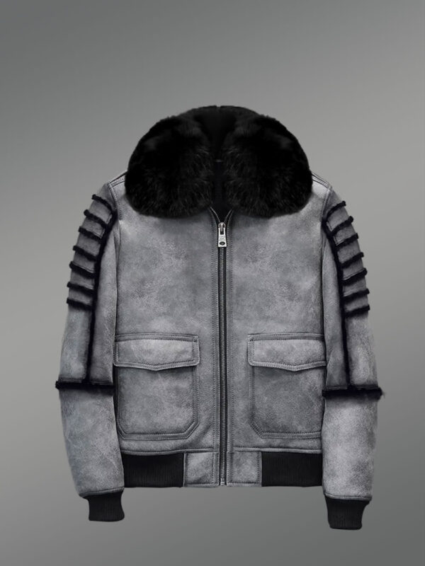 Genuine Shearling Jackets in Grey for Tasteful Men - Image 2