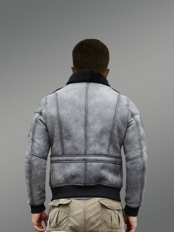 Genuine Shearling Jackets in Grey for Tasteful Men - Image 3