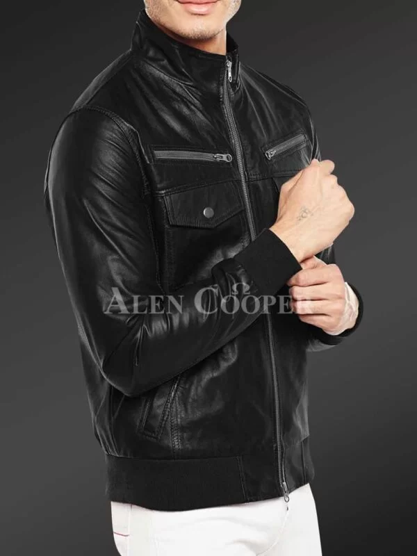 Glossy Super Smooth Real Leather Jacket for Men - Image 11