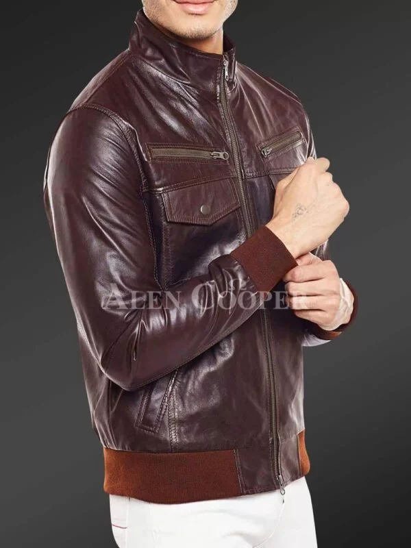 Glossy Super Smooth Real Leather Jacket for Men - Image 10