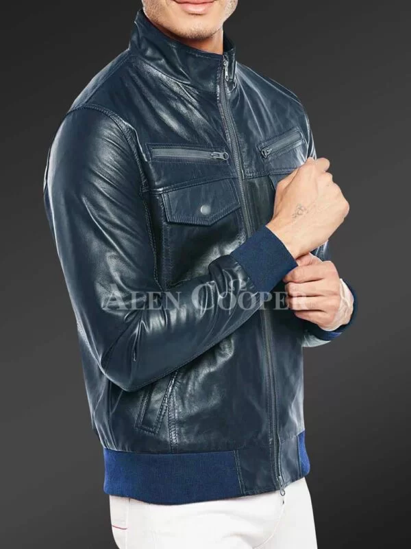 Glossy Super Smooth Real Leather Jacket for Men - Image 9