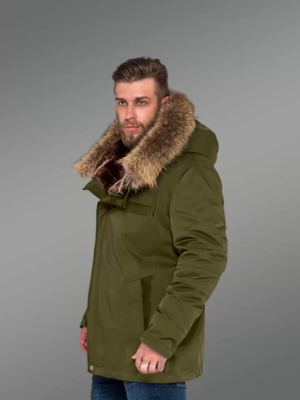 Hybrid Green Finn Raccoon Fur Parka Convertibles to Make Men Trendier and More Fashionable With Rabbit Liner - Image 4