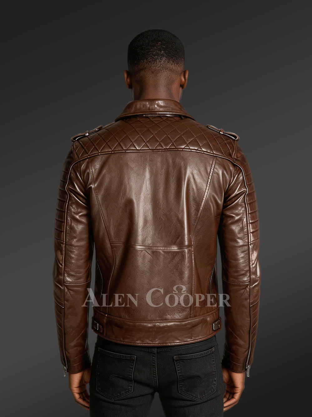 Italian-Finish Leather Biker Jackets For Stylish And Trendy Men In Coffee Color - Image 4
