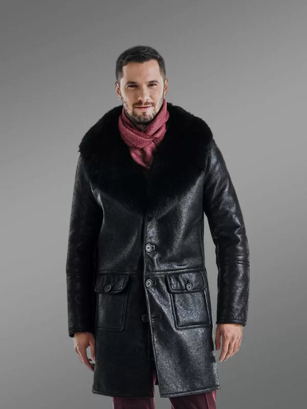 Long Merino Lamb Fur Leather Coat with Luxurious Features and Feel