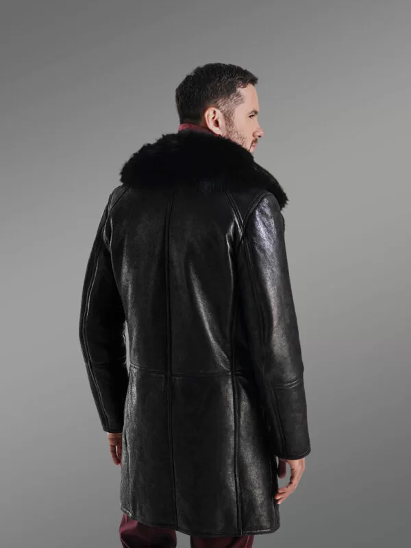 Long Merino Lamb Fur Leather Coat with Luxurious Features and Feel - Image 3