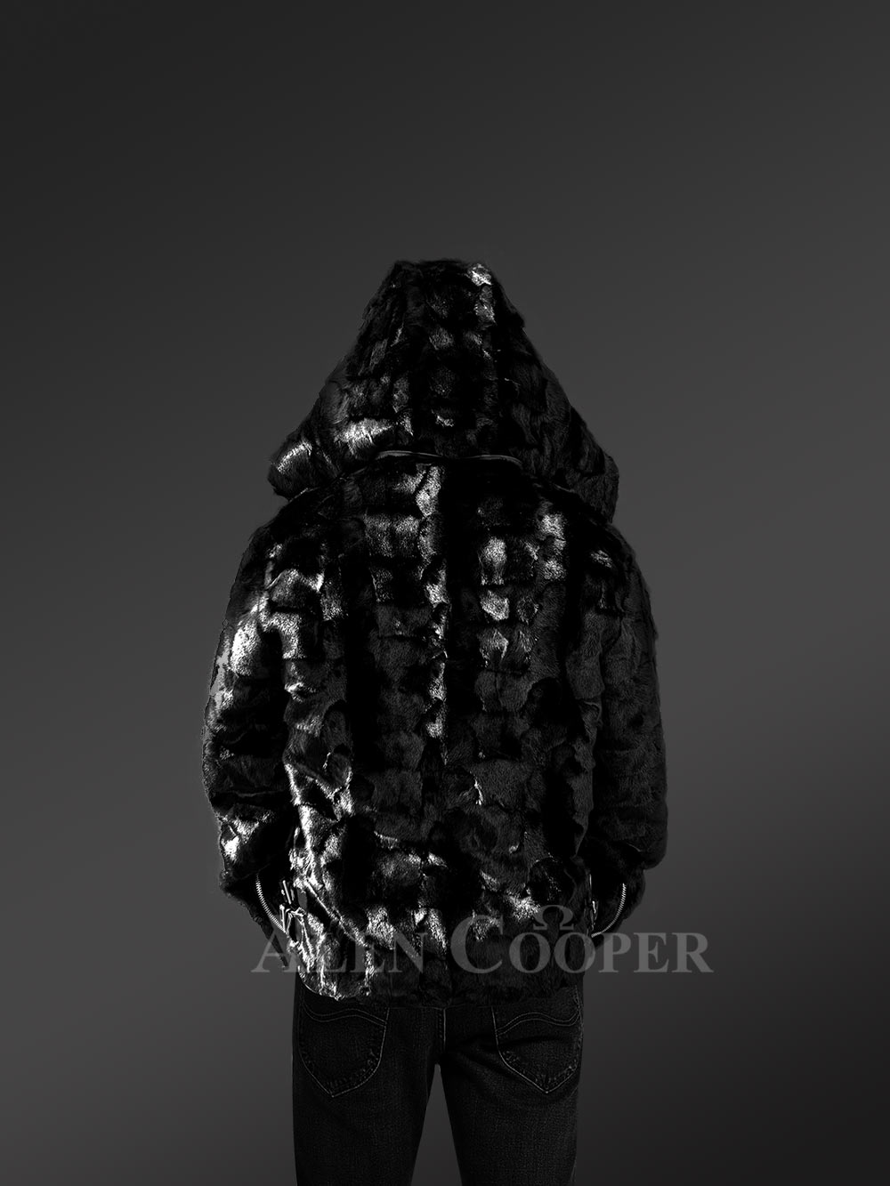 Black Mink Biker Style Jacket for Men - Image 8