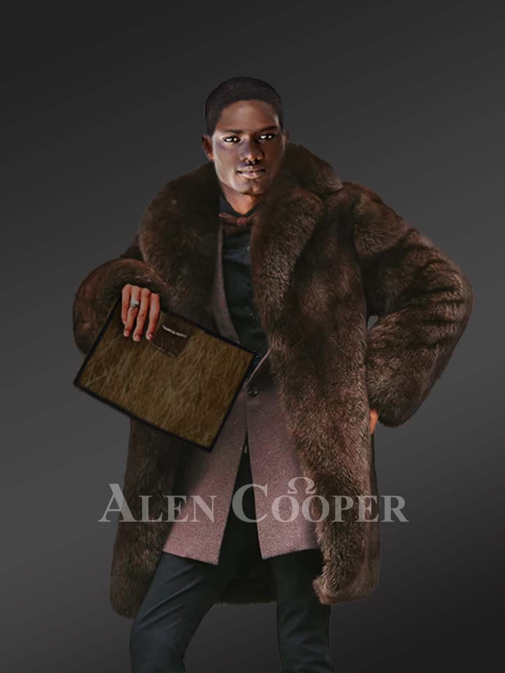 Mens Dark Brown Fox Fur Coat to Make a Grand Entrance Anytime Anywhere - Image 3