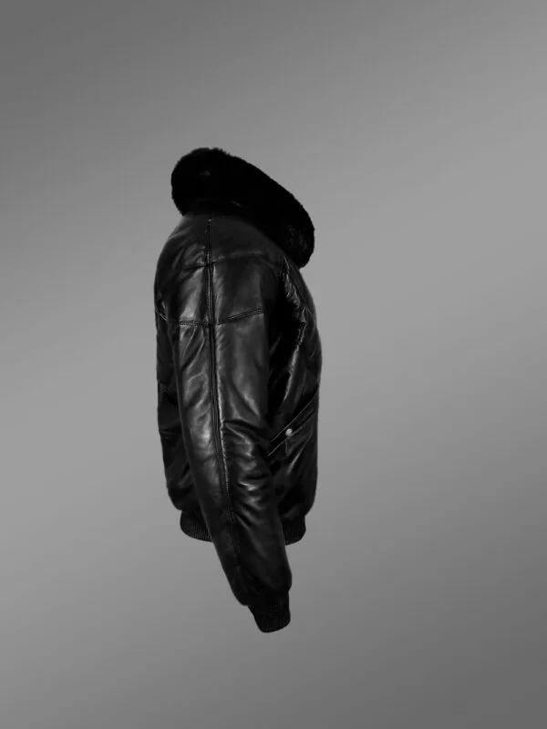 V Bomber Down Leather Jacket - Image 3