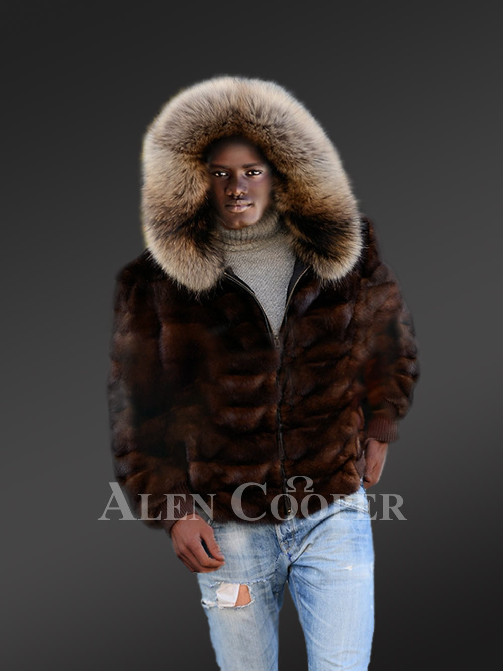Men's Mink Fur Jacket with Hood is A Sporty Style Winter Wear - Image 2