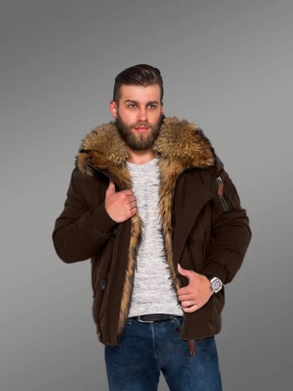 Outstanding Hybrid Coffee Finn Raccoon Fur Parka to Make Men Look Trendier and Elegant With Rabbit Liner