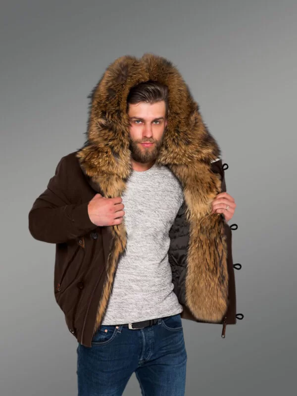 Outstanding Hybrid Coffee Finn Raccoon Fur Parka to Make Men Look Trendier and Elegant With Rabbit Liner - Image 2