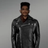 Men’s Black Leather Motorcycle Biker Jacket