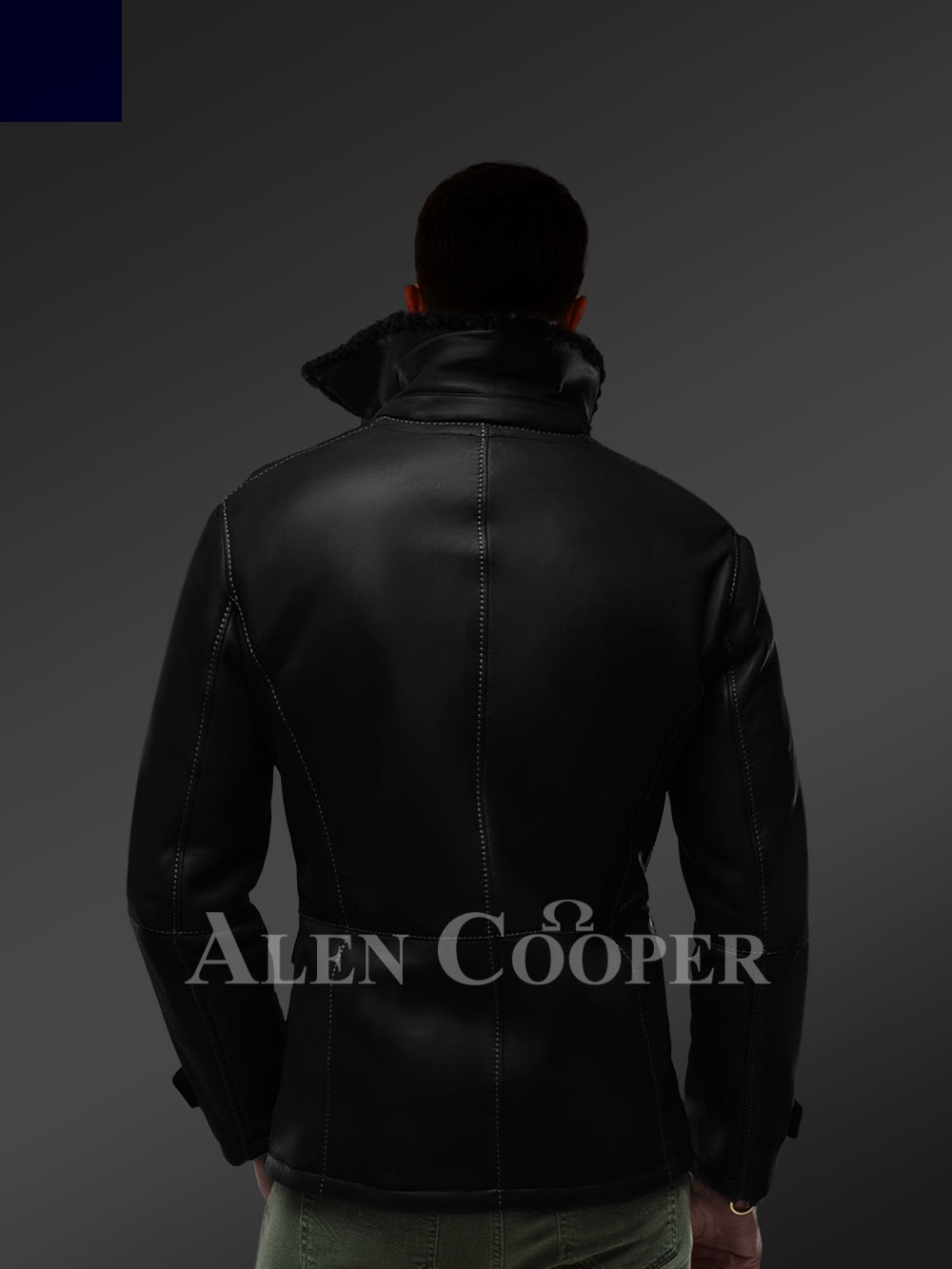 Blazer Style Authentic Black Shearling Jacket - Image 5