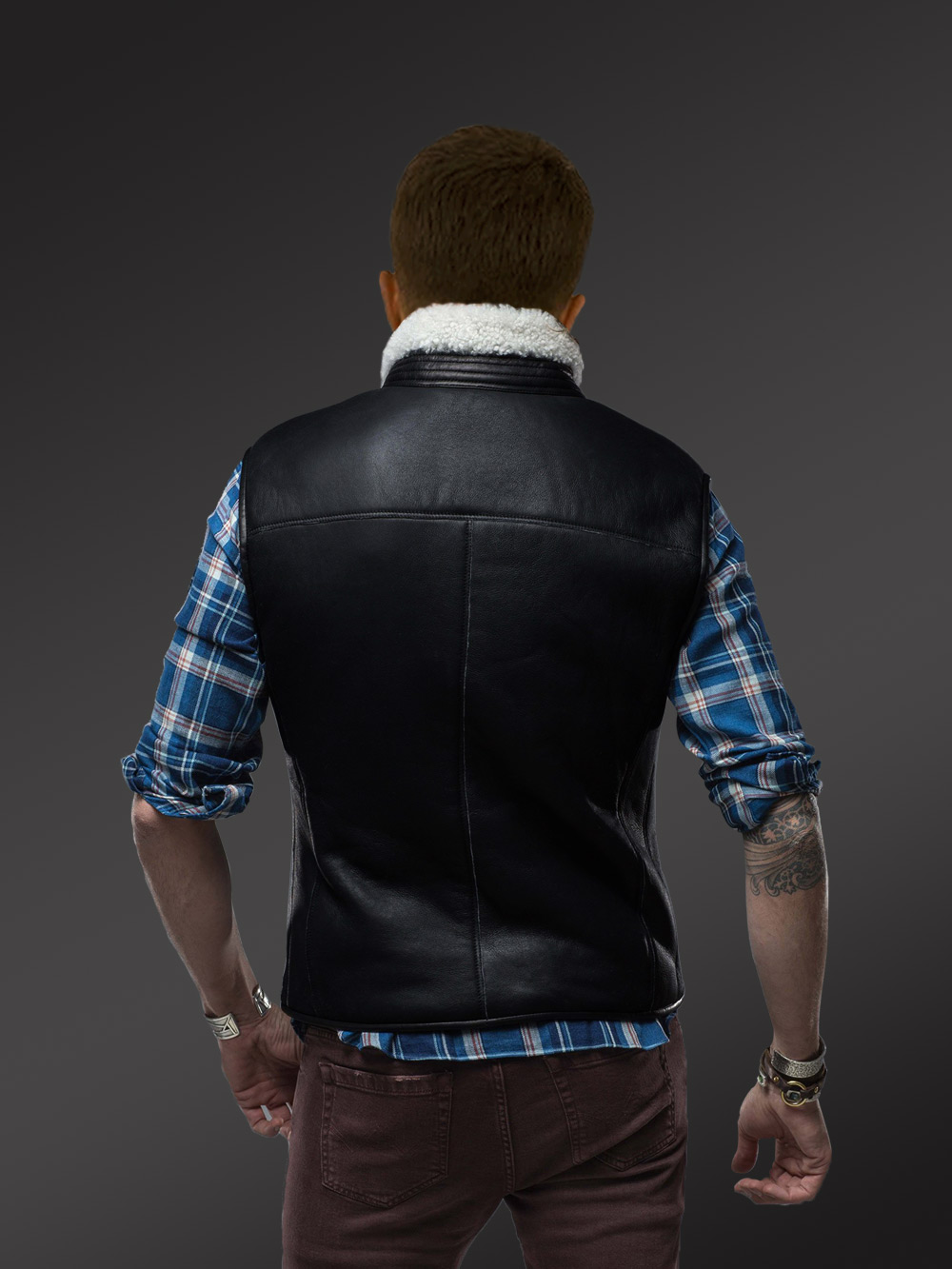 Men's shearling Vest - Image 5