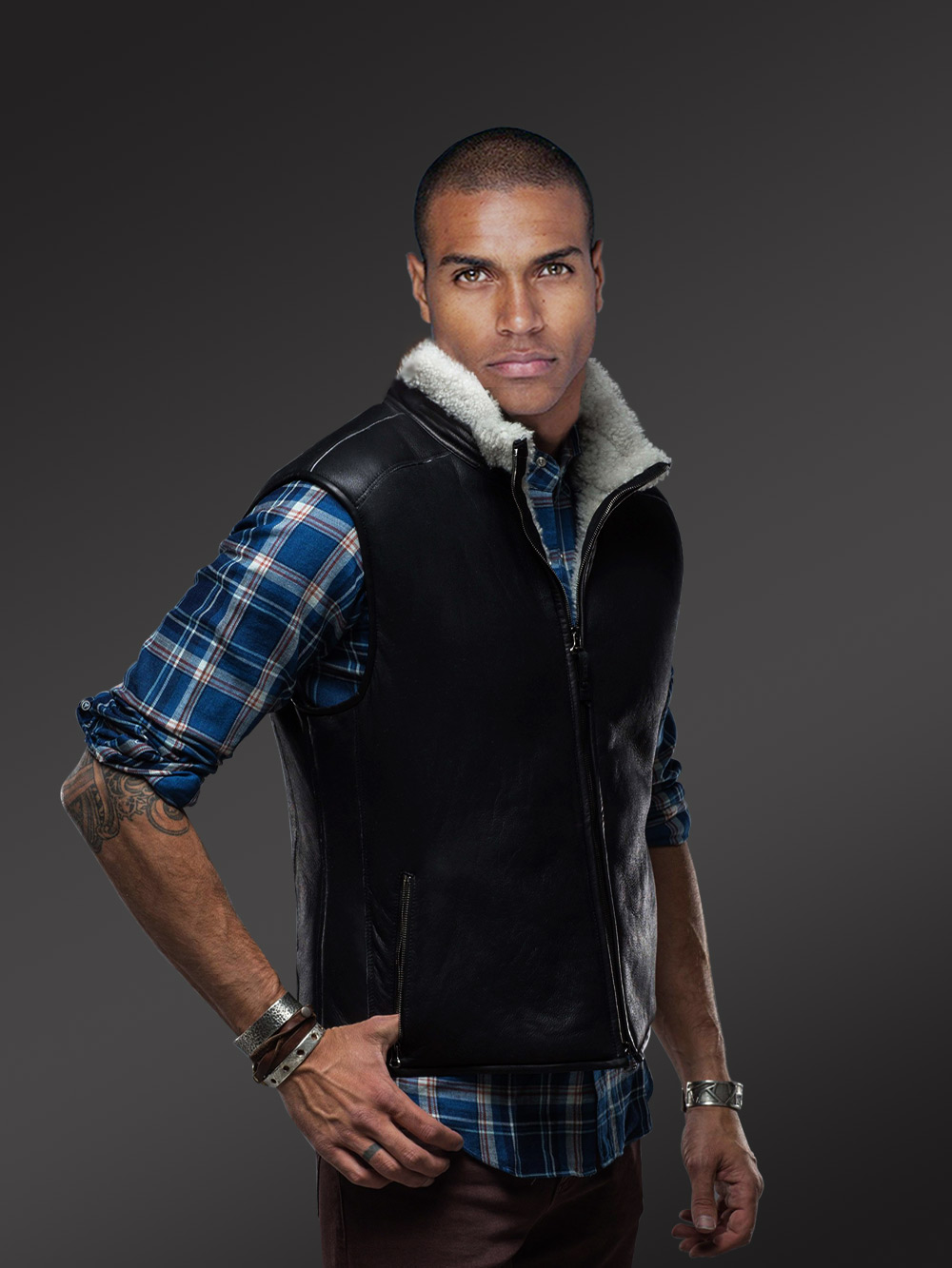Men's shearling Vest - Image 4