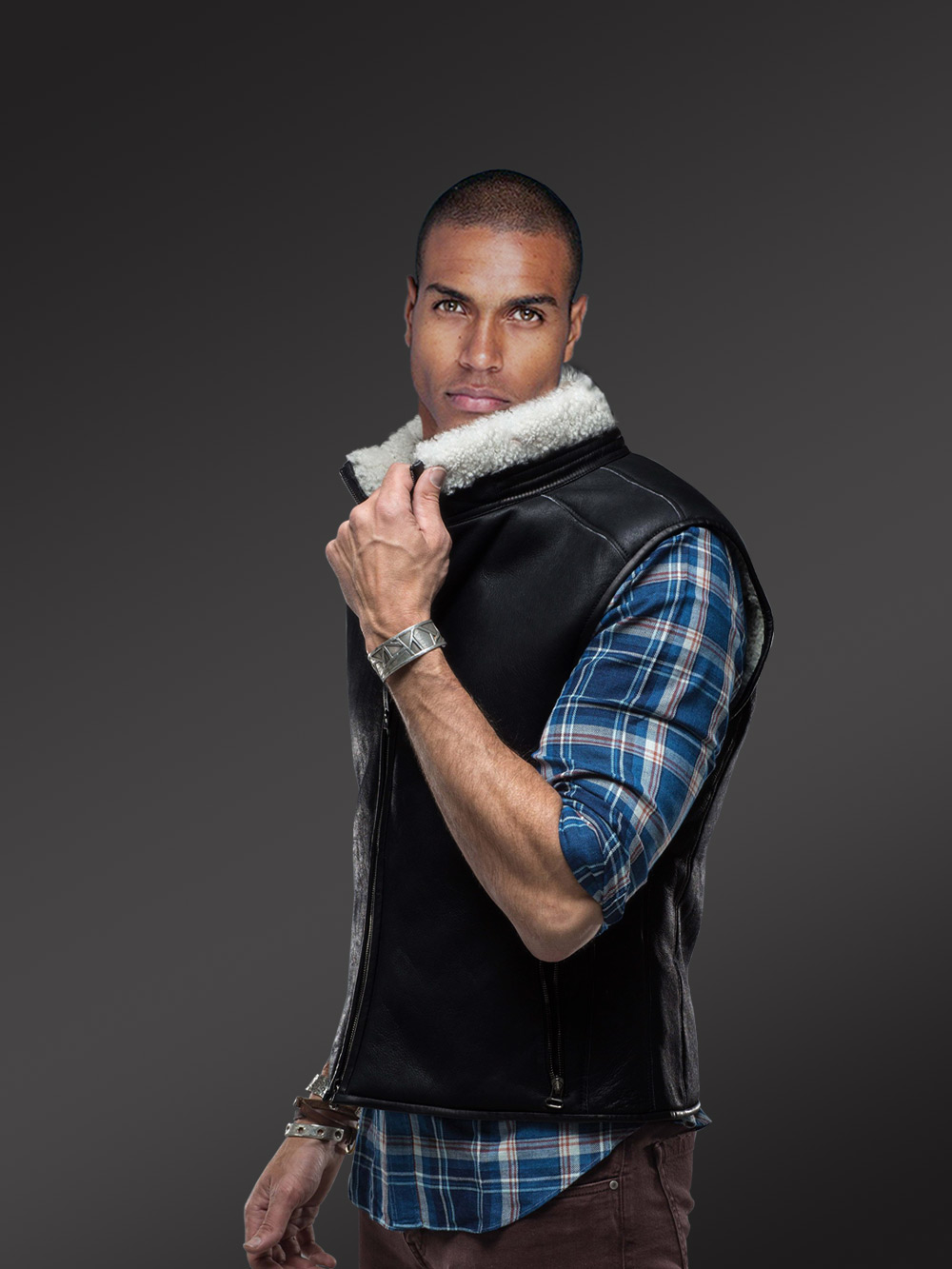 Men's shearling Vest - Image 3