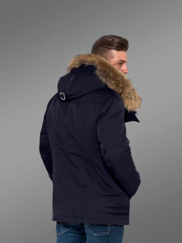 Men’s Fashion Trends Redefined with Finn Raccoon Fur Hybrid Navy Parka Convertibles with Rabbit Liner - Image 5