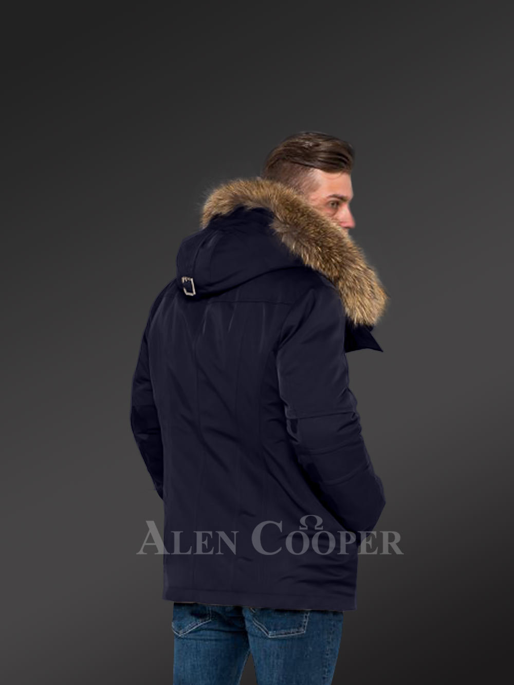 Men’s Fashion Trends Redefined with Finn Raccoon Fur Hybrid Navy Parka Convertibles with Rabbit Liner - Image 5