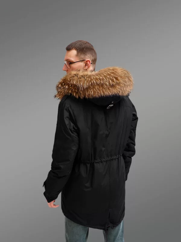 More Careless Yet More Careless You in Men’s Finn Raccoon Fur Black Hybrid Parka Convertibles with Rabbit Liner - Image 4