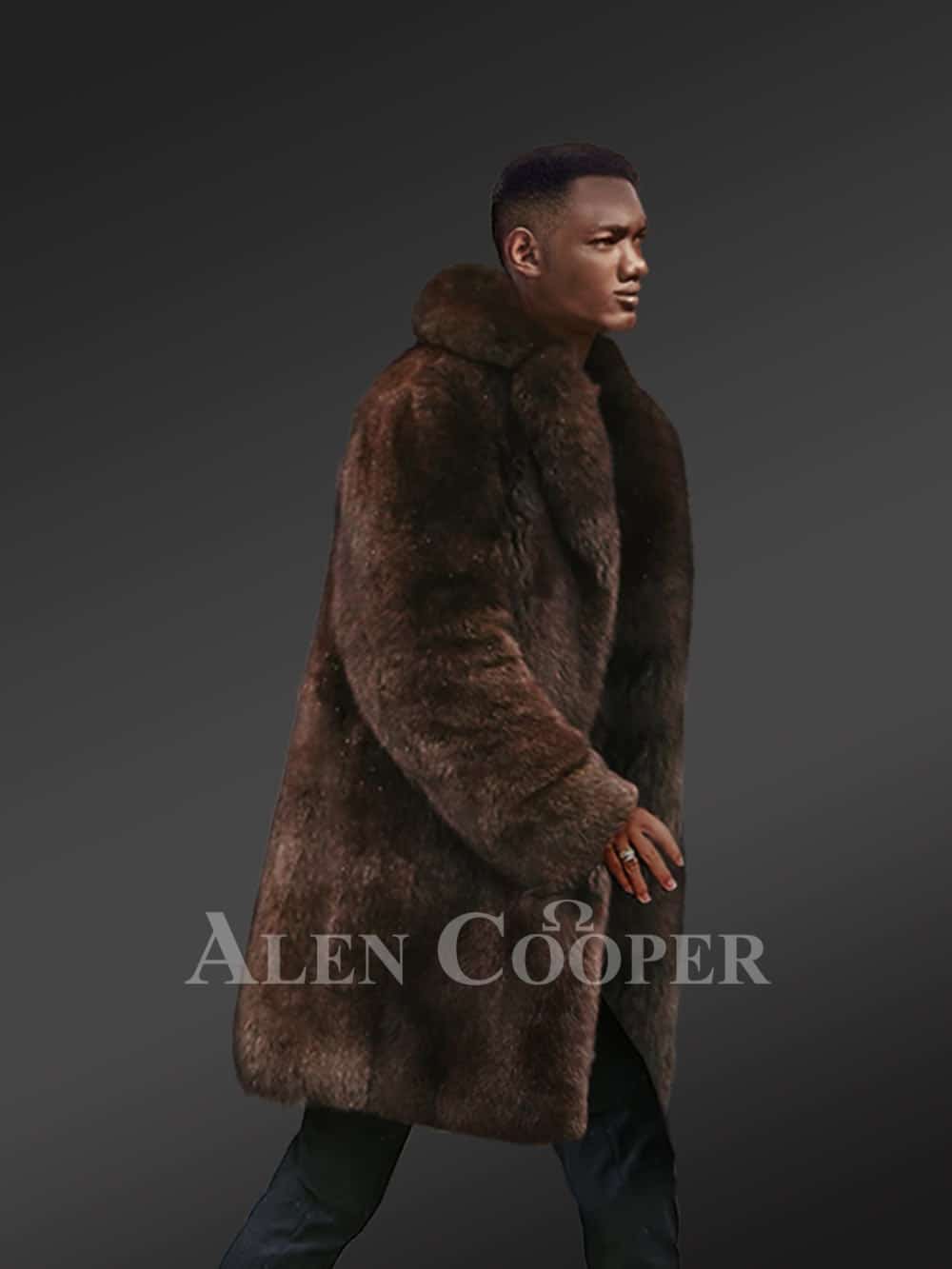 Mens Dark Brown Fox Fur Coat to Make a Grand Entrance Anytime Anywhere - Image 5