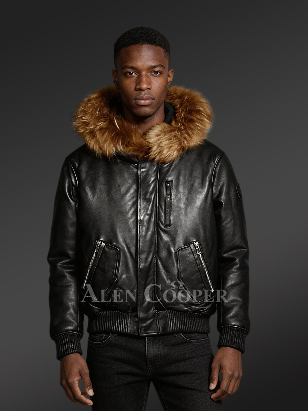 Mens Leather Parka with Raccoon Fur in Hood – Perfect Union of Fashion & Comfort