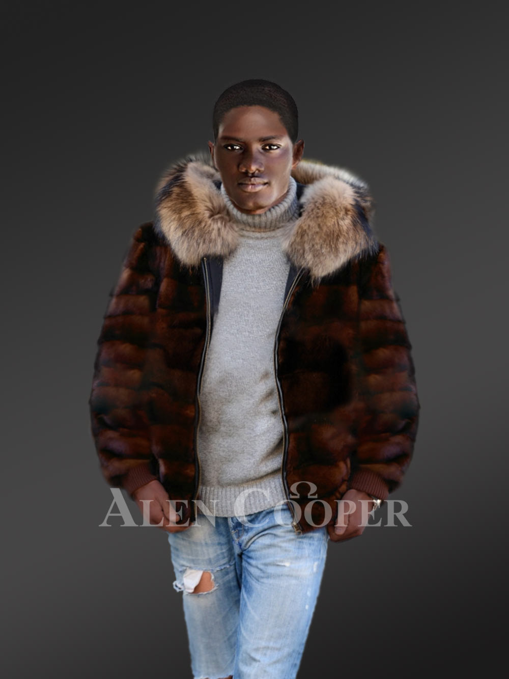 Men's Mink Fur Jacket with Hood is A Sporty Style Winter Wear - Image 3