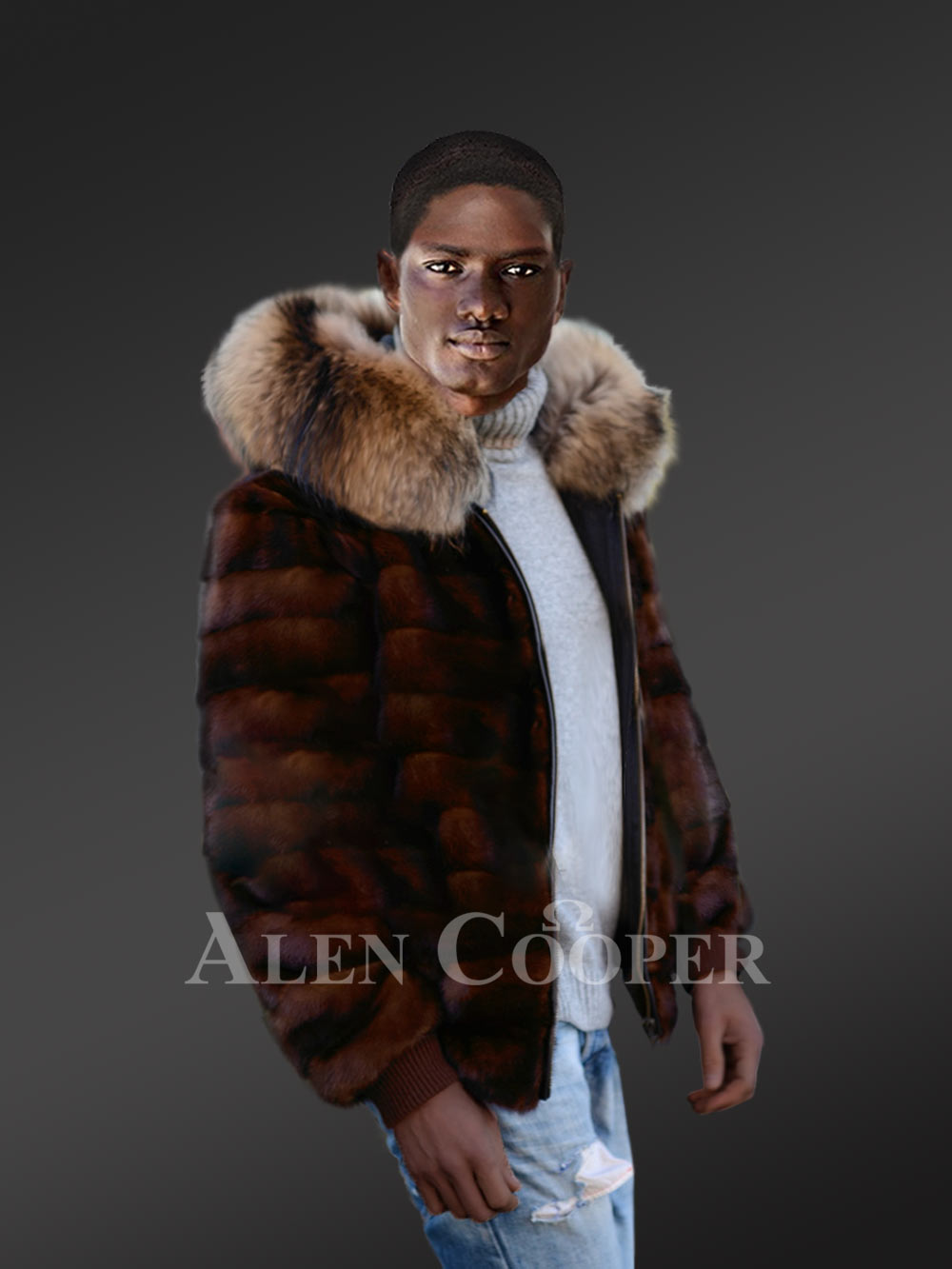Men's Mink Fur Jacket with Hood is A Sporty Style Winter Wear - Image 4
