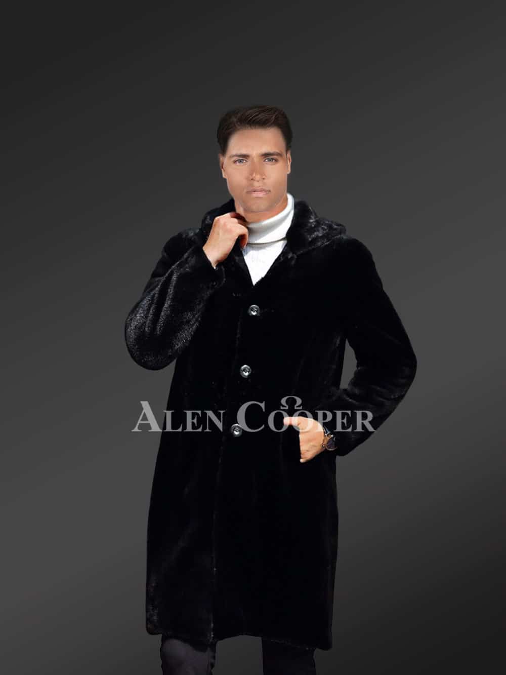 Full Skin Mink Fur Long Coat with Hood - Image 3